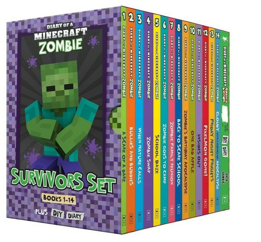 Diary of a Minecraft Zombie: Survivors Books 1-14 + DIY Diary Box Set Kids  2019